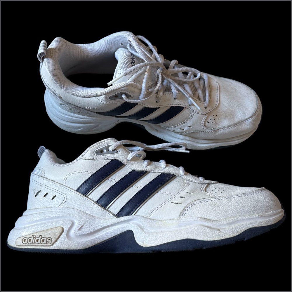 Adidas Men's White Sneakers with Navy Stripes